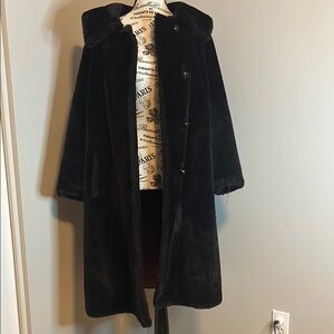 Elegant Black/Dark brown  Faux Fur Coat